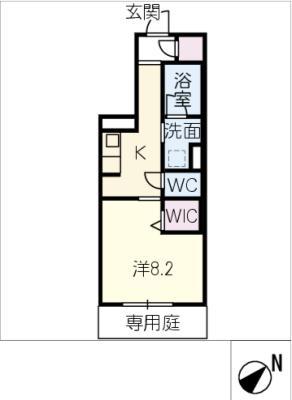 クオリスタ岡崎(1K/1階)の間取り写真