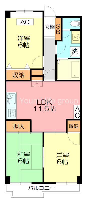 サンプラザ湘南(3LDK/7階)の間取り写真