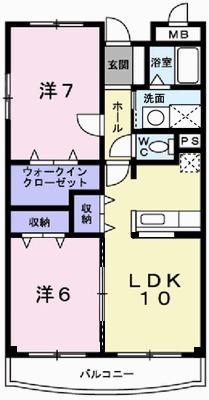 エレガント北条(2LDK/1階)の間取り写真