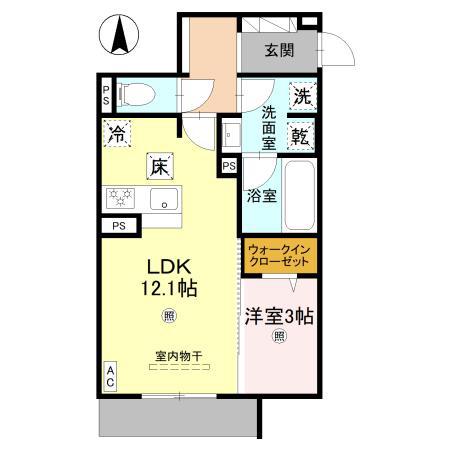 トリシア今川(1LDK/3階)の間取り写真