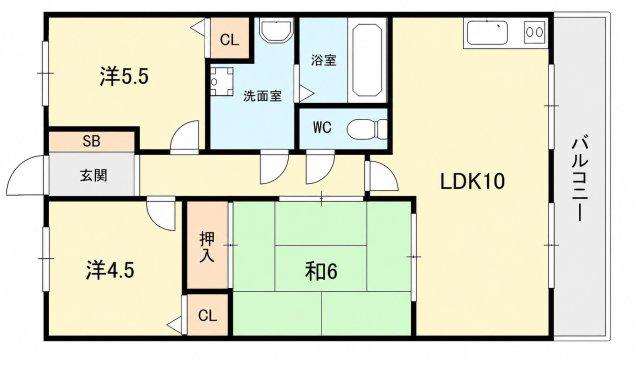 フェリエ苦楽園(3LDK/3階)の間取り写真