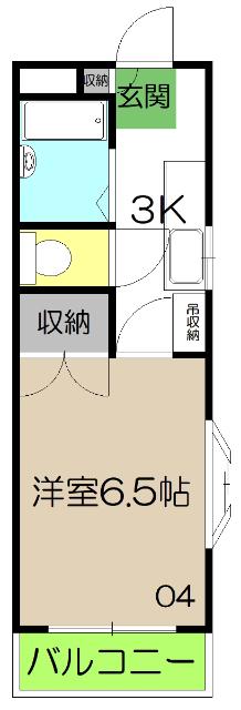 ピュア高須II(1K/1階)の間取り写真