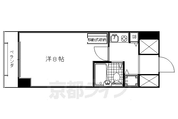 ジョイテル西院(1K/6階)の間取り写真