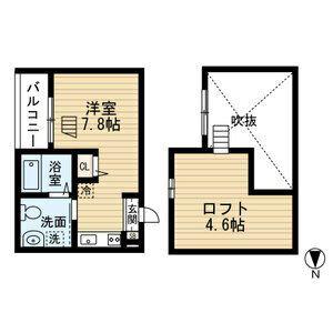 アクアガーデン(ワンルーム/2階)の間取り写真