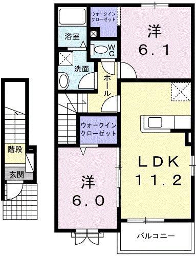 カーサフレスコII(2LDK/2階)の間取り写真