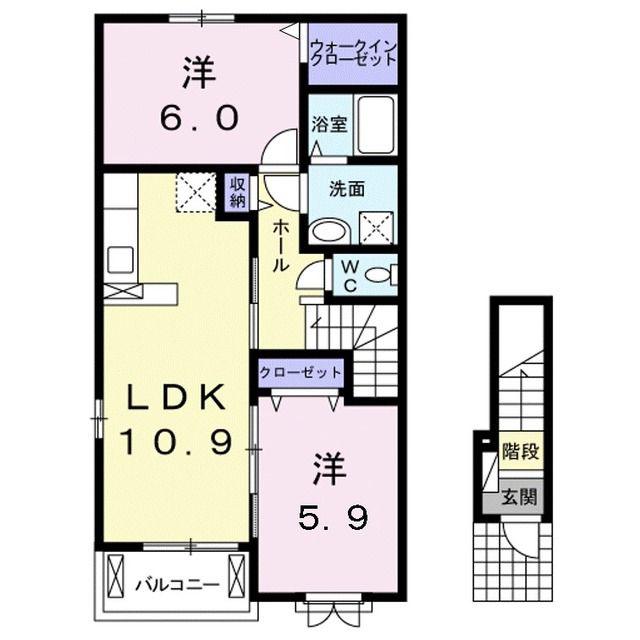 ファミリエール(2LDK/2階)の間取り写真