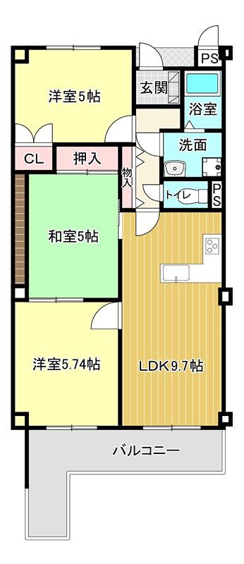 アカンサス弐番館(3LDK/3階)の間取り写真