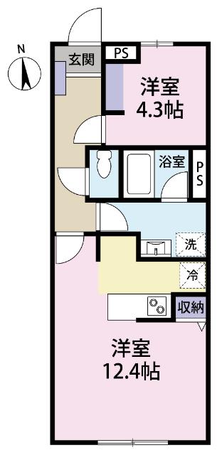 パークメラニアン(1LDK/2階)の間取り写真