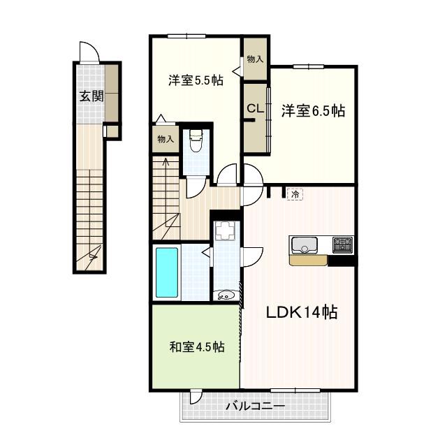 北野翠亭(3LDK/2階)の間取り写真