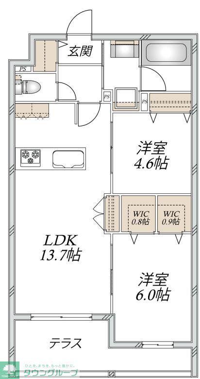 VESTA(2LDK/1階)の間取り写真