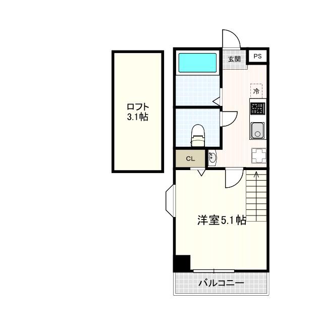 シャトレ西荻窪(1SK/2階)の間取り写真