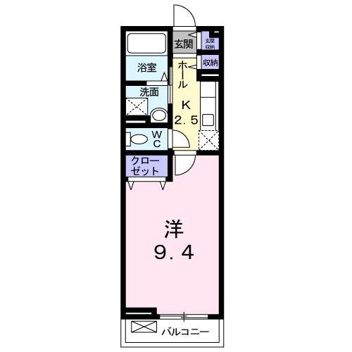 トロバドール中吉野(1K/2階)の間取り写真