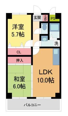 メゾンル・レーヴI(2LDK/3階)の間取り写真