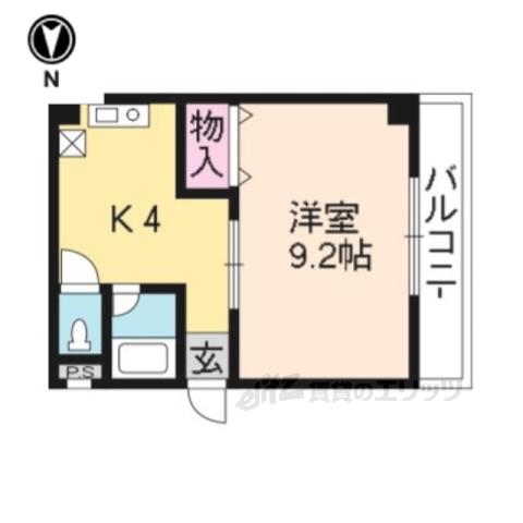 第8パールハイツ安井(1DK/4階)の間取り写真
