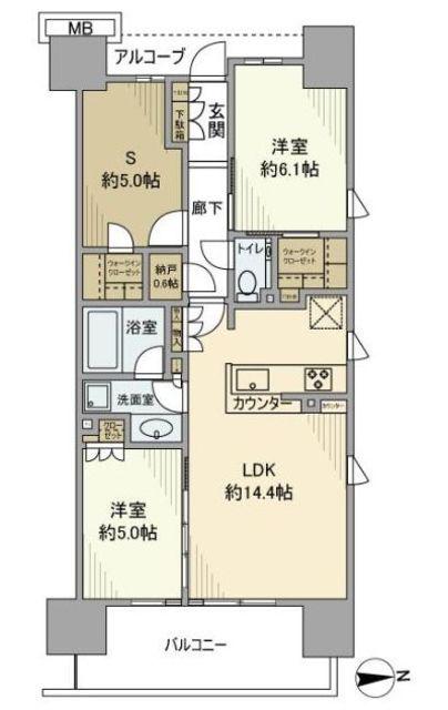 ジオ南砂町(2SLDK/6階)の間取り写真