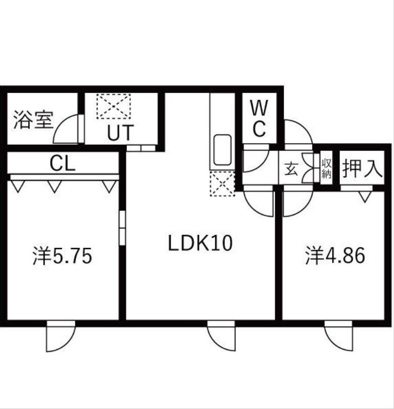 ノースヴィレッジST(2LDK/1階)の間取り写真