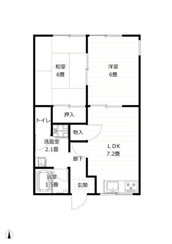 S.Sコーポ LUNA(2LDK/2階)の間取り写真