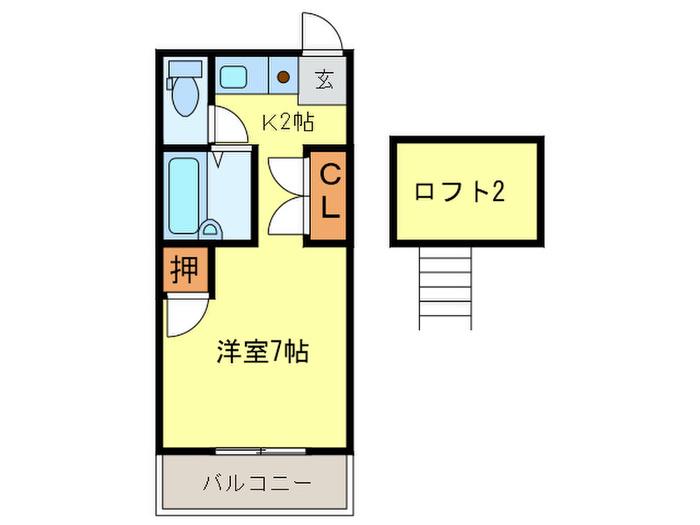 ピュアネス井尻(1K/2階)の間取り写真