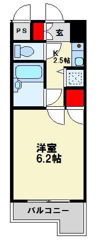 ギャラン黒崎(1K/8階)の間取り写真