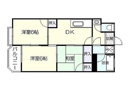 竹5マンション(3DK/2階)の間取り写真
