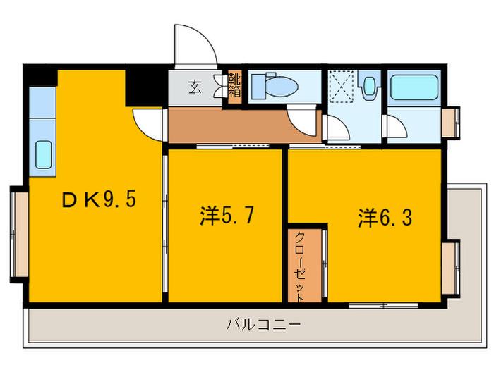レジデンス池袋要町(2DK/5階)の間取り写真