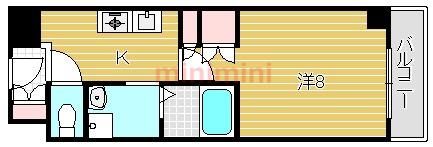 シャンピアコート茨木(1K/2階)の間取り写真