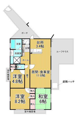 シェラビア東山台五番街(3LDK/3階)の間取り写真