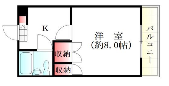 M山肩ビル(1K/3階)の間取り写真