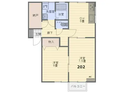 ユースピア大巻B(2SDK/2階)の間取り写真