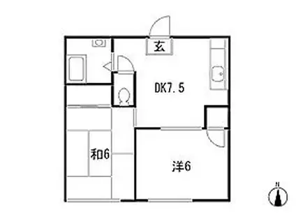 コーポ台天白(2DK/1階)の間取り写真