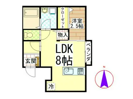 センチュリー21金田 E棟(1LDK/1階)の間取り写真