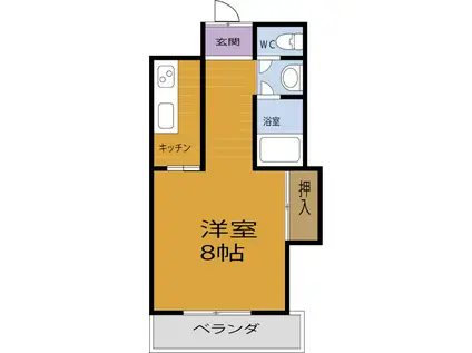 グランドハイツアザミ(1DK/3階)の間取り写真