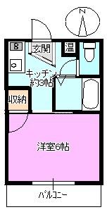 パークヴィラ国分(1K/2階)の間取り写真