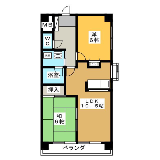 ピアニイ(2LDK/3階)の間取り写真