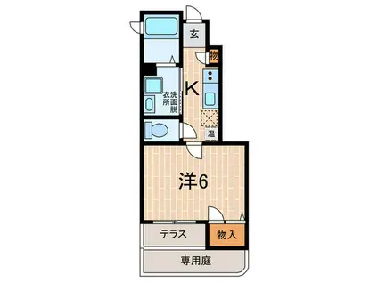 山陽電鉄本線 西舞子駅 徒歩3分 2階建 築3年(1K/1階)の間取り写真