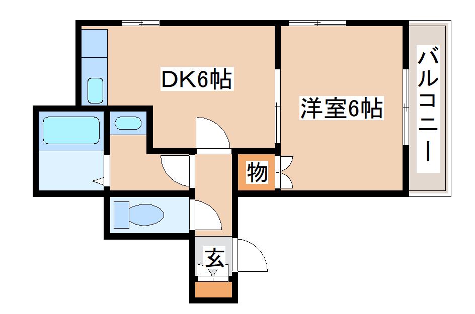 山本ハイツ(1DK/2階)の間取り写真