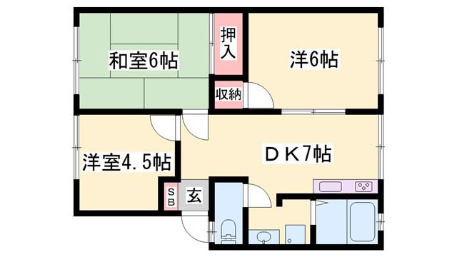 木橋ハイツ(3DK/2階)の間取り写真