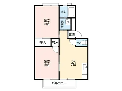 エタニティー PARTI(2DK/2階)の間取り写真