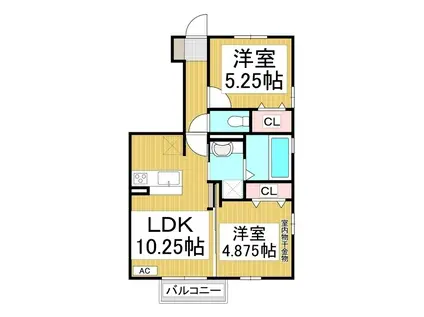 ニュアージュB棟(2LDK/1階)の間取り写真