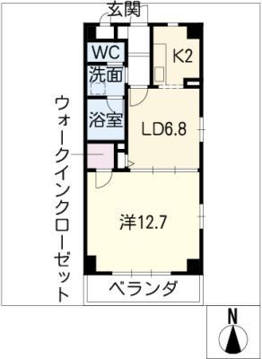 アドミール桜山(1LDK/2階)の間取り写真
