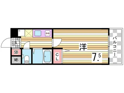 ブロスコート六甲II(1K/3階)の間取り写真