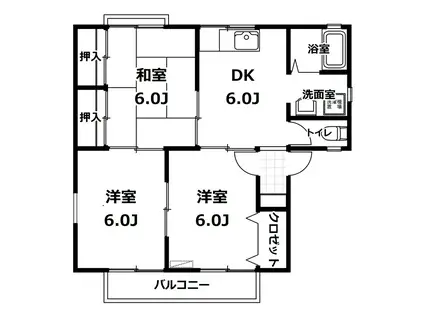 第2FUSAコーポ(3DK/1階)の間取り写真