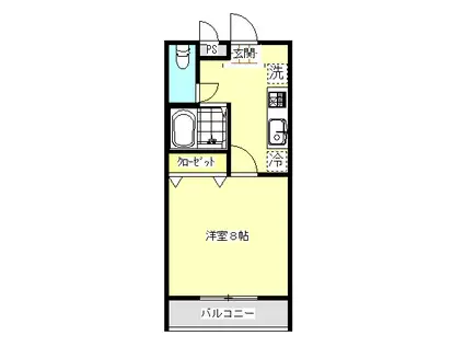 レインボーウエスト南館(1K/2階)の間取り写真