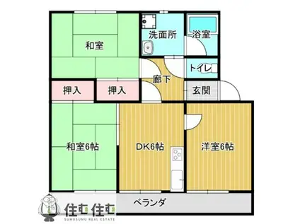 シティハイツ20(3DK/5階)の間取り写真