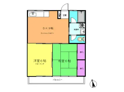 パールハイツ(2DK/2階)の間取り写真