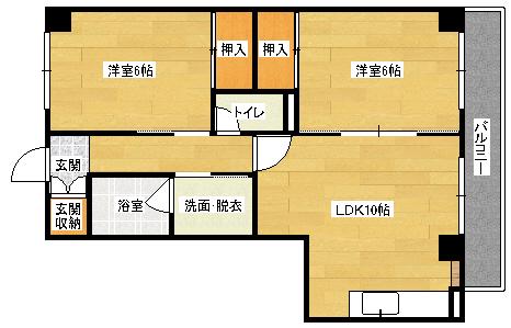 オハイオハイツ(2DK/3階)の間取り写真