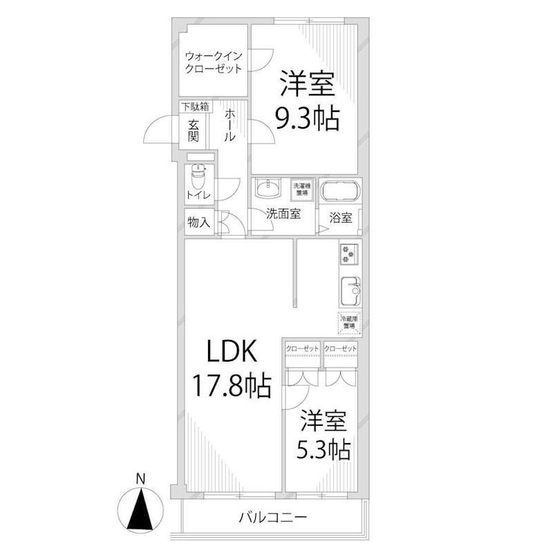 キャッスルコート御立唐立(2SLDK/2階)の間取り写真