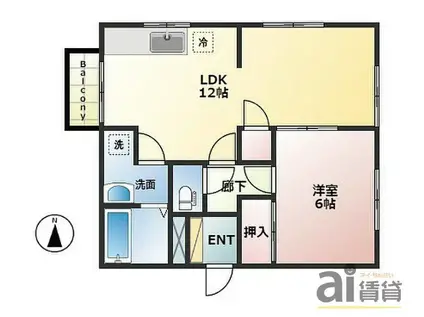 パティオ南古谷(1LDK/1階)の間取り写真