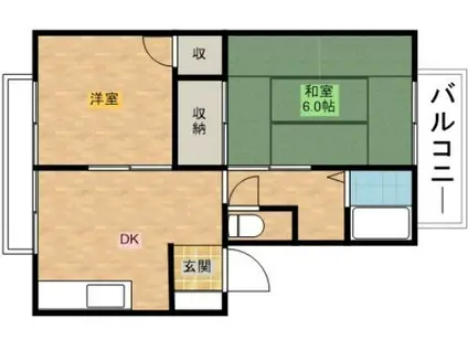 メロディ―ハイツ高槻I(2DK/1階)の間取り写真