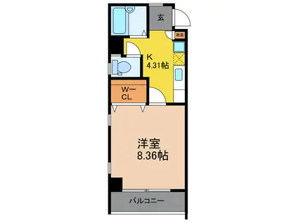 PLEASANT UZU(1K/3階)の間取り写真